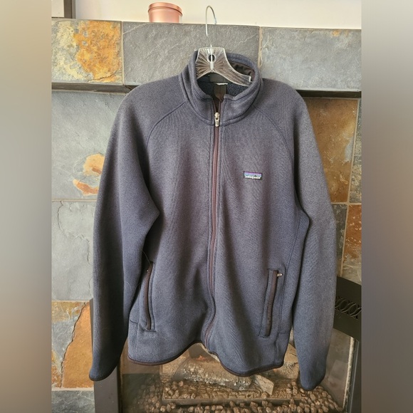 Vintage Dark Blue Patagonia Men's Fleece Lined Full Zip Jacket Large - Picture 1 of 8